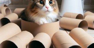 cat in toilet paper rolls
